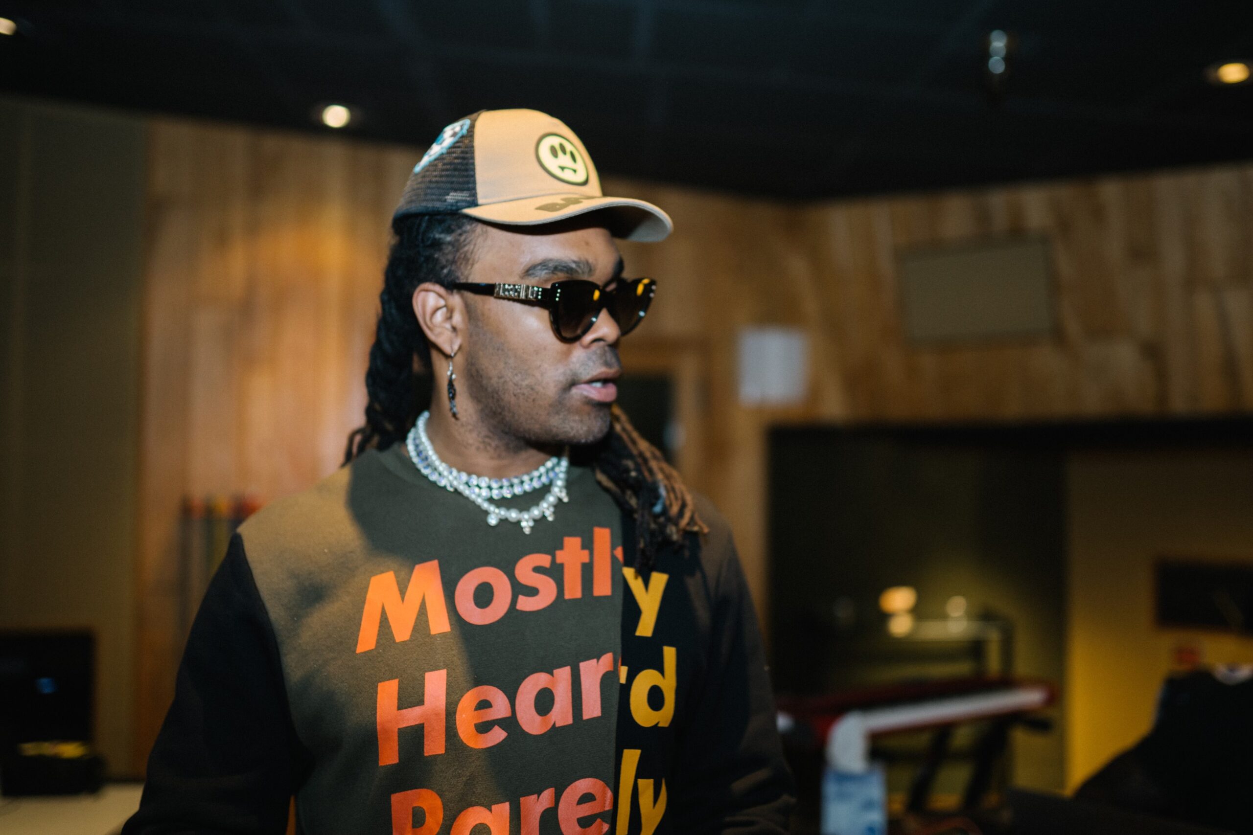 Young Fyre Audeobox CEO In Studio with sunglasses and swag.