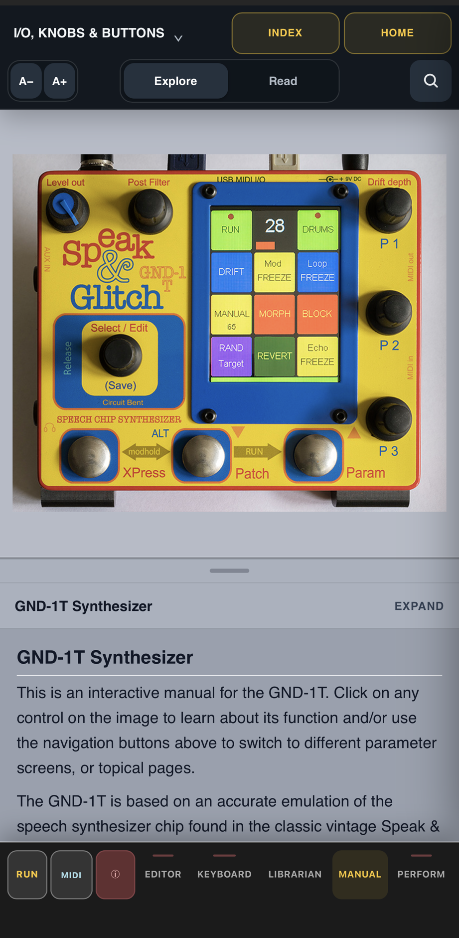 A screenshot of the GND-1T app, currently in beta.